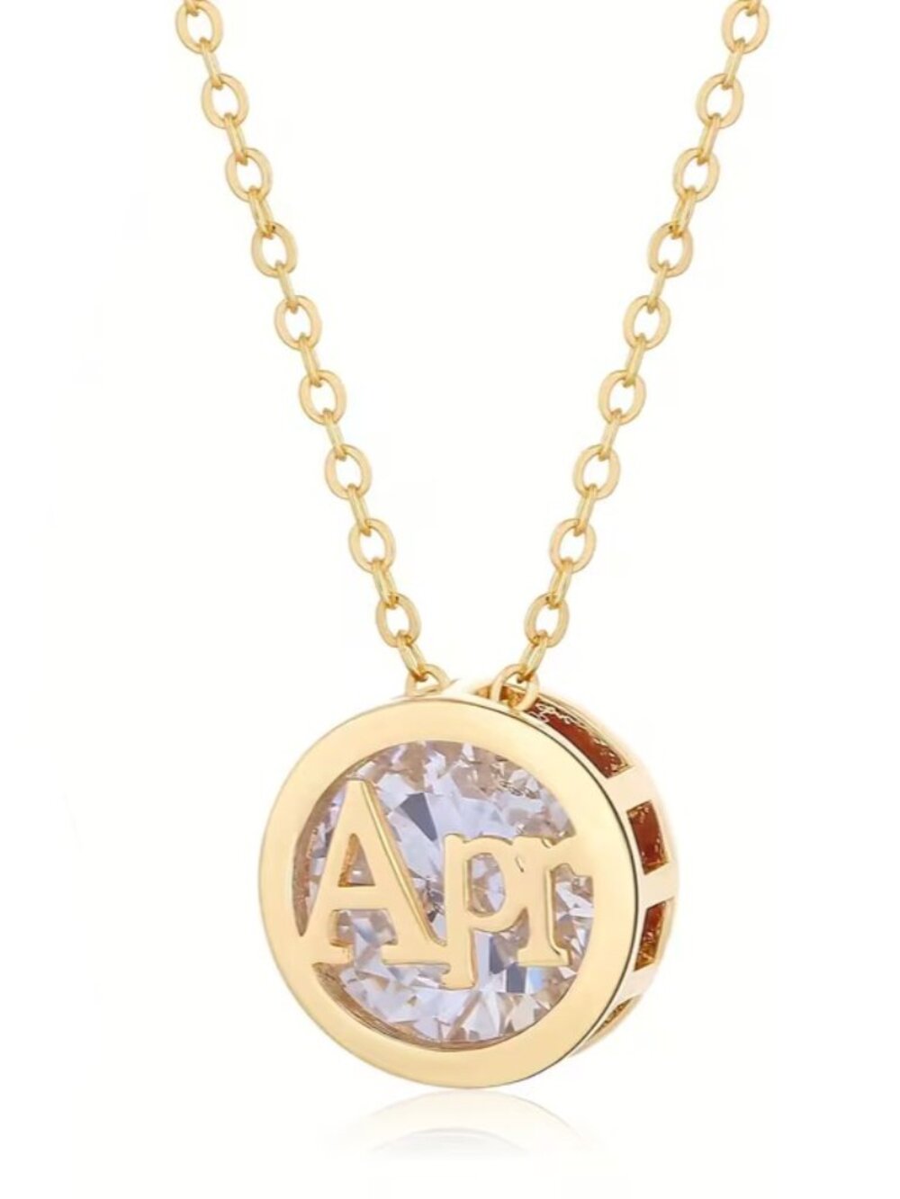 April Clear Diamond Birthstone Pendant Necklace Apr Birthday Jewelry Gift